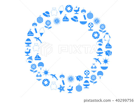 Summer image illustration frame round blue Summer image illustration frame round blue 40299756