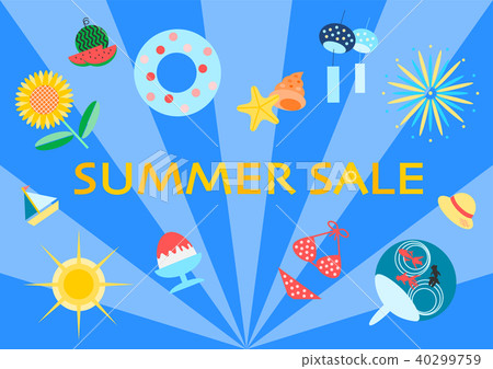 Summer sale SUMMER SALE illustration blue background Summer sale SUMMER SALE illustration blue background 40299759