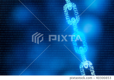 Blockchain digital illuminated shape with code 40300853