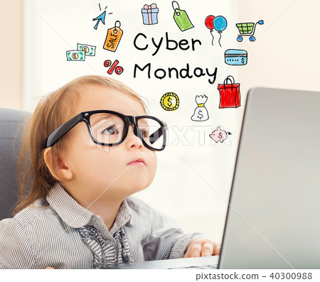 Cyber Monday text with toddler girl Cyber Monday text with toddler girl 40300988