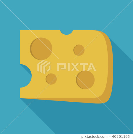 Cheese slice icon in flat long shadow design - Stock Illustration ...
