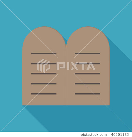 Tablets of the Law icon in flat long shadow design Tablets of the Law icon in flat long shadow design 40301183