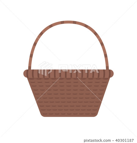 Wicker basket icon in flat design - Stock Illustration [40301187] - PIXTA