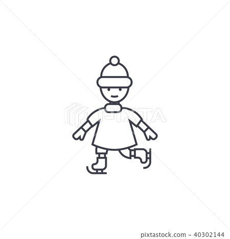 kid skating vector line icon, sign, illustration on background, editable strokes kid skating vector line icon, sign, illustration on background, editable strokes 40302144