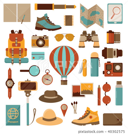 Air Balloon Travel Adventure Icons 40302575