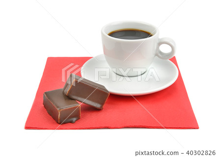 cup of coffee and chocolate candy isolated  40302826