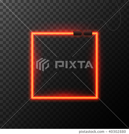 Glowing Neon effect. Shining abstract square or polyhedron. Night club or bar concept on dark 40302880