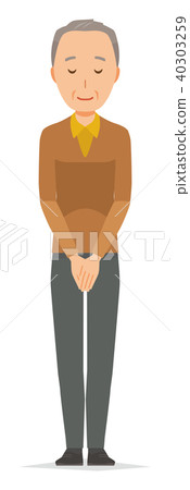 一個穿棕色衣服的老人鞠躬 40303259