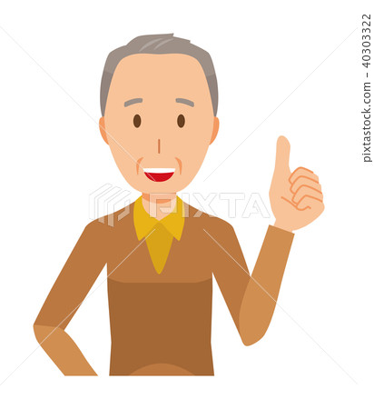 一位穿著棕色衣服的老人正在做一個好兆頭 一位穿著棕色衣服的老人正在做一個好兆頭 40303322