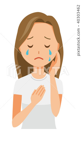 Young woman with long hair is crying 40303462
