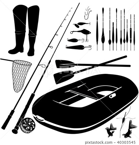 Fishing sport icon set. Fishing trip equipment Fishing sport icon set. Fishing trip equipment 40303545