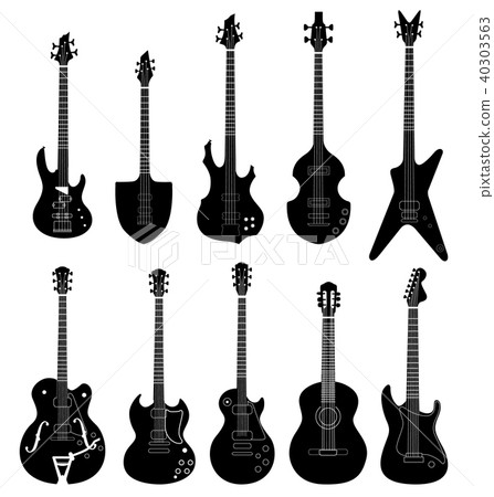 Guitar silhouette. Music instruments icon set. 40303563