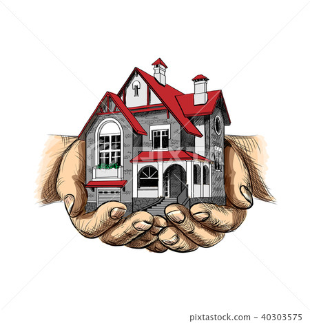 house in human hands on a white background 40303575