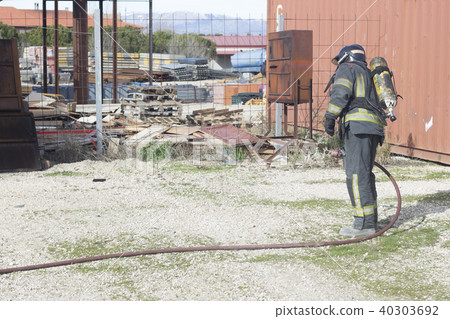 Fireman fire training station drill 40303692