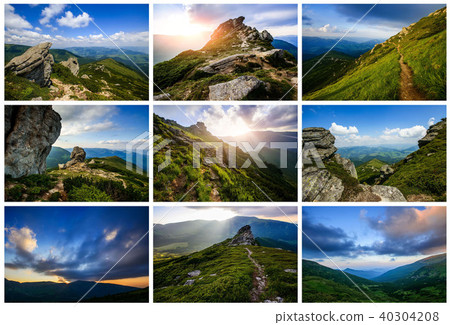 Comfortable houses at sunset. 40304208