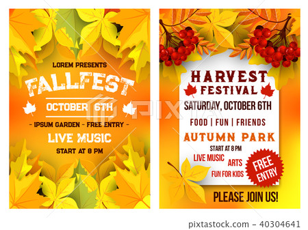 Autumn festival music picnic vector poster 40304641