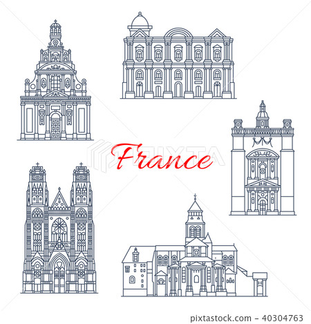 France travel landmarks vector buildings icons - Stock Illustration ...