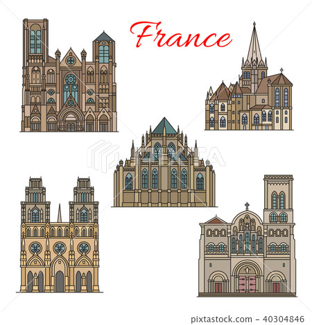 France travel landmarks vector facade buildings France travel landmarks vector facade buildings 40304846
