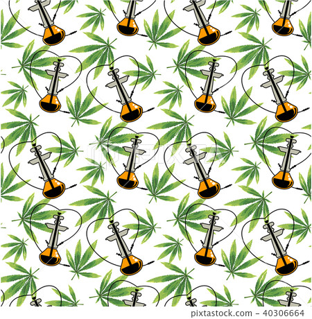 Marijuana leaves and Hookah seamless pattern. Marijuana leaves and Hookah seamless pattern. 40306664