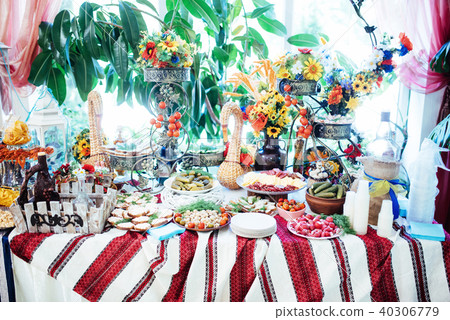 Good exquisite buffet table at a solemn event 40306779