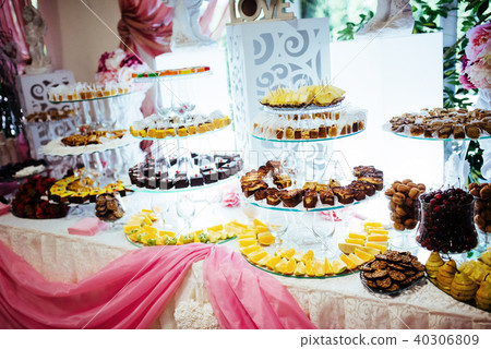 Good exquisite buffet table at a solemn event Good exquisite buffet table at a solemn event 40306809