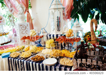 Good exquisite buffet table at a solemn event 40306820