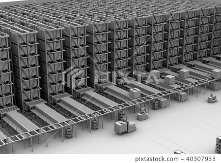 黏土翻譯圖像的一個大自動化配送中心的內部。 40307933