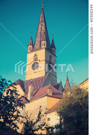 Sibiu Cathedral in evening sun 40308344