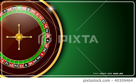 Casino roulette wheel isolated on green background 40309464