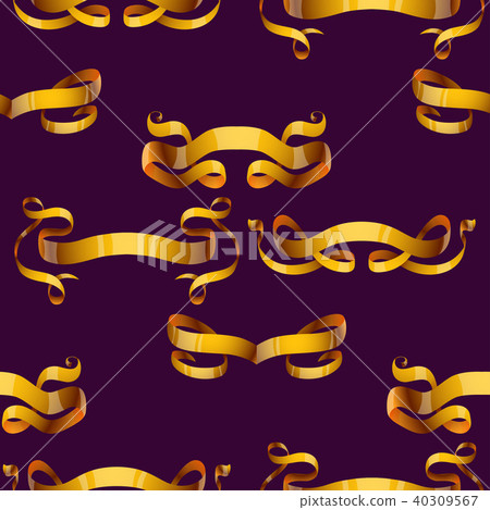 Ribbons realistic gold vector tape flag banner with stitch band detailing for your design project Ribbons realistic gold vector tape flag banner with stitch band detailing for your design project 40309567