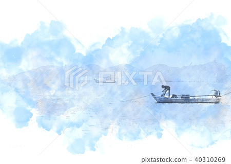 Abstract fishing boat in sea watercolor painting Abstract fishing boat in sea watercolor painting 40310269