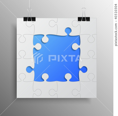 Banner Blue Frame Background Puzzle Jigsaw Stock Illustration