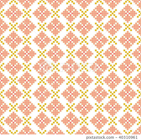 Flower cross stitch pattern.Pink background vector Flower cross stitch pattern.Pink background vector 40310961