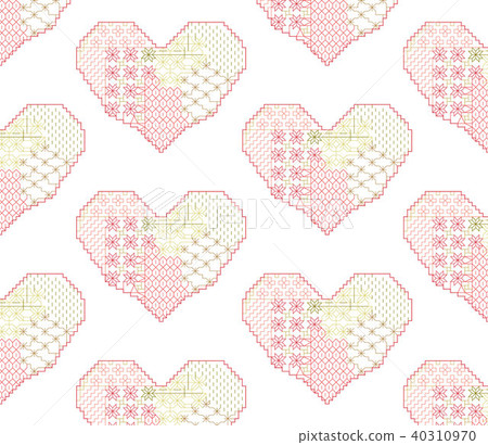 Heart embroidery pattern. Love background Heart embroidery pattern. Love background 40310970
