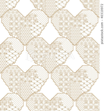 Heart embroidery pattern. Gold background for wall Heart embroidery pattern. Gold background for wall 40310972