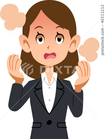 穿著西裝的職業女性的疾病的症狀 穿著西裝的職業女性的疾病的症狀 40311212