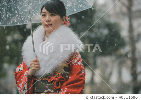 kimono, furisode, snowy 40311690