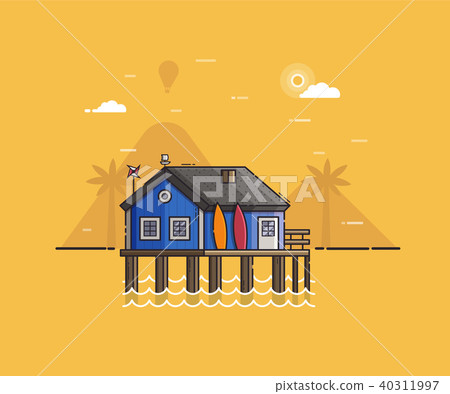 Beach Hut House at Seaside Background Beach Hut House at Seaside Background 40311997