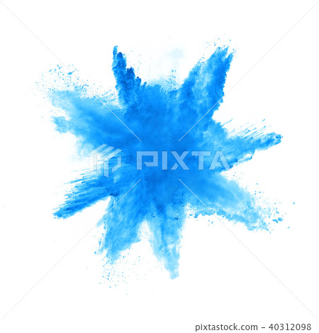 Abstract blue powder explosion on white background 40312098
