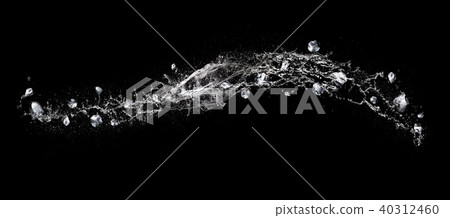 Water splash with ice isolated on black  40312460