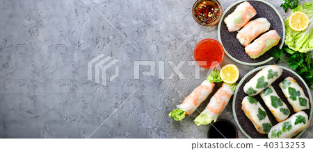 Fresh Vietnamese, Asian, Chinese food frame on 40313253