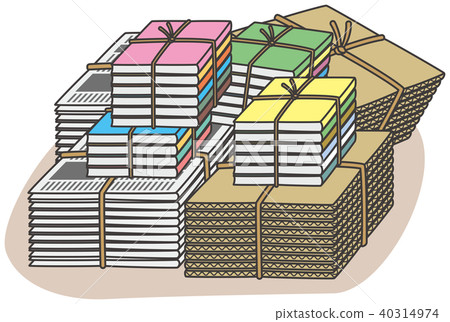 資源垃圾紙堆的圖像插圖 40314974