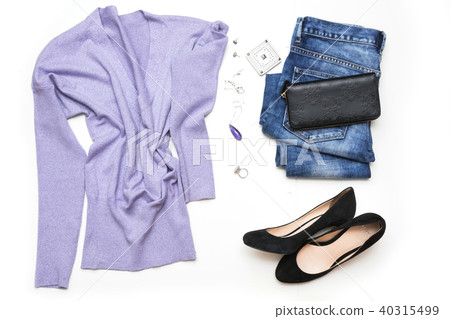 women's look with ultraviolet accessories. 40315499