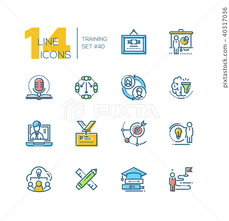 Training - set of line design style icons 40317036