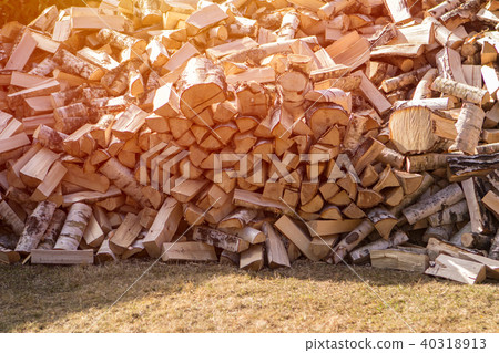 a mountain of chopped birch firewood a mountain of chopped birch firewood 40318913