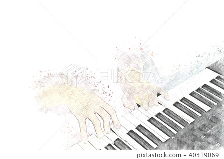 Abstract Piano On Watercolor Painting Background Stock Illustration 40319069 Pixta