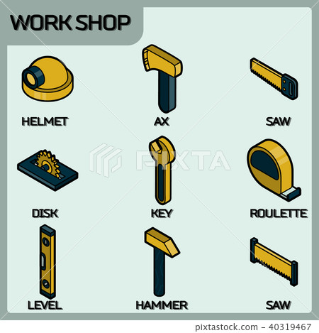 Work shop color outline isometric icons 40319467