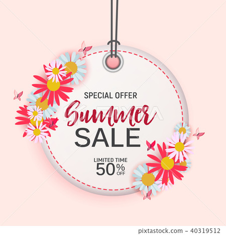 Abstract Flower Summer Sale Background with... - Stock Illustration ...