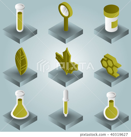 Biology color gradient isometric icons 40319627