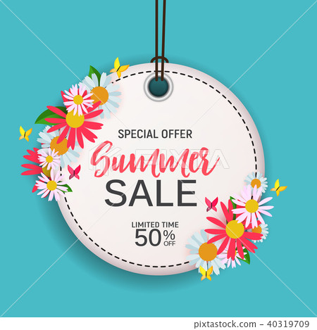 Abstract Flower Summer Sale Background with... - Stock Illustration ...